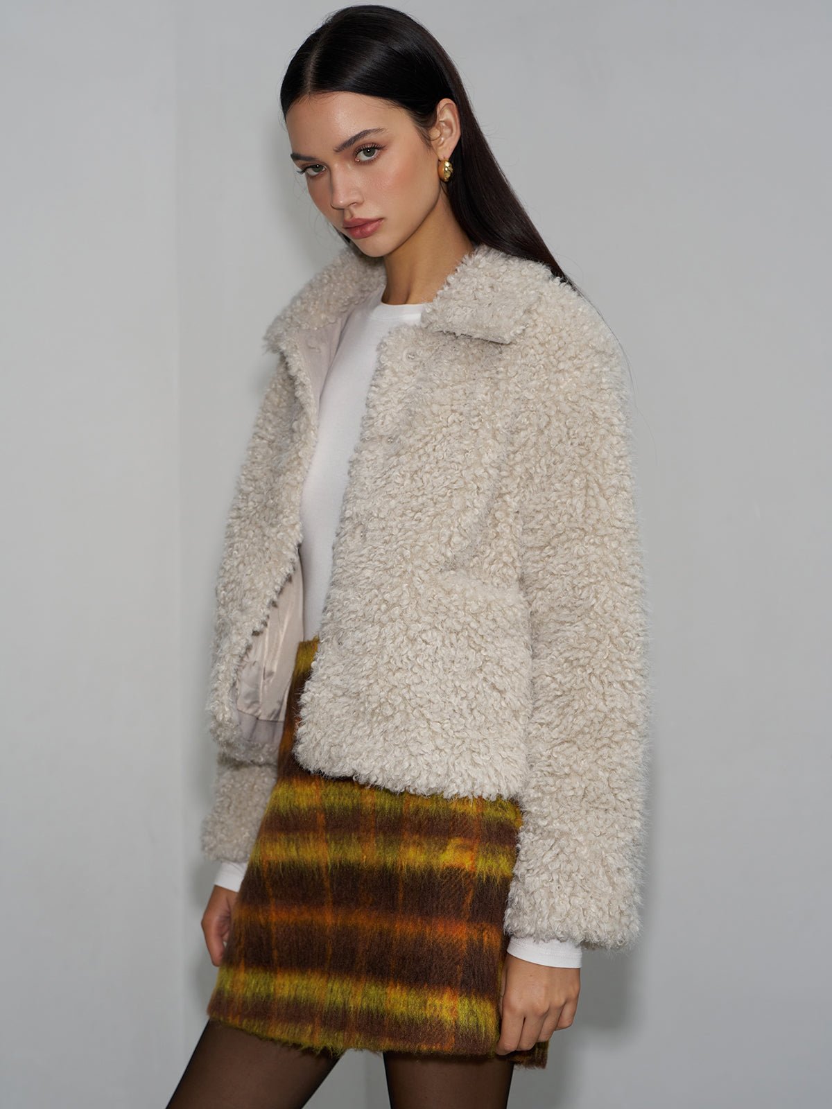 Yaka Fleece Kısa Ceket - Phentora