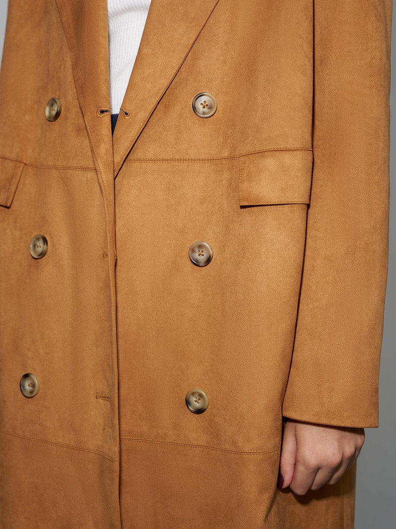 Süet Düğmeli Uzun Blazer - Phentora