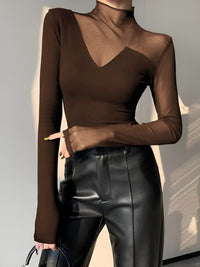 Asymmetrical Sheer Tül Panel T - Gömlek - Phentora