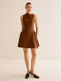 Asymmetrical Collar Panel Büzgülü Elbise - Phentora