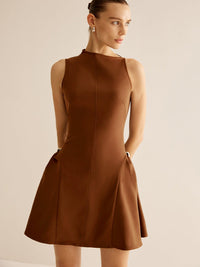 Asymmetrical Collar Panel Büzgülü Elbise - Phentora