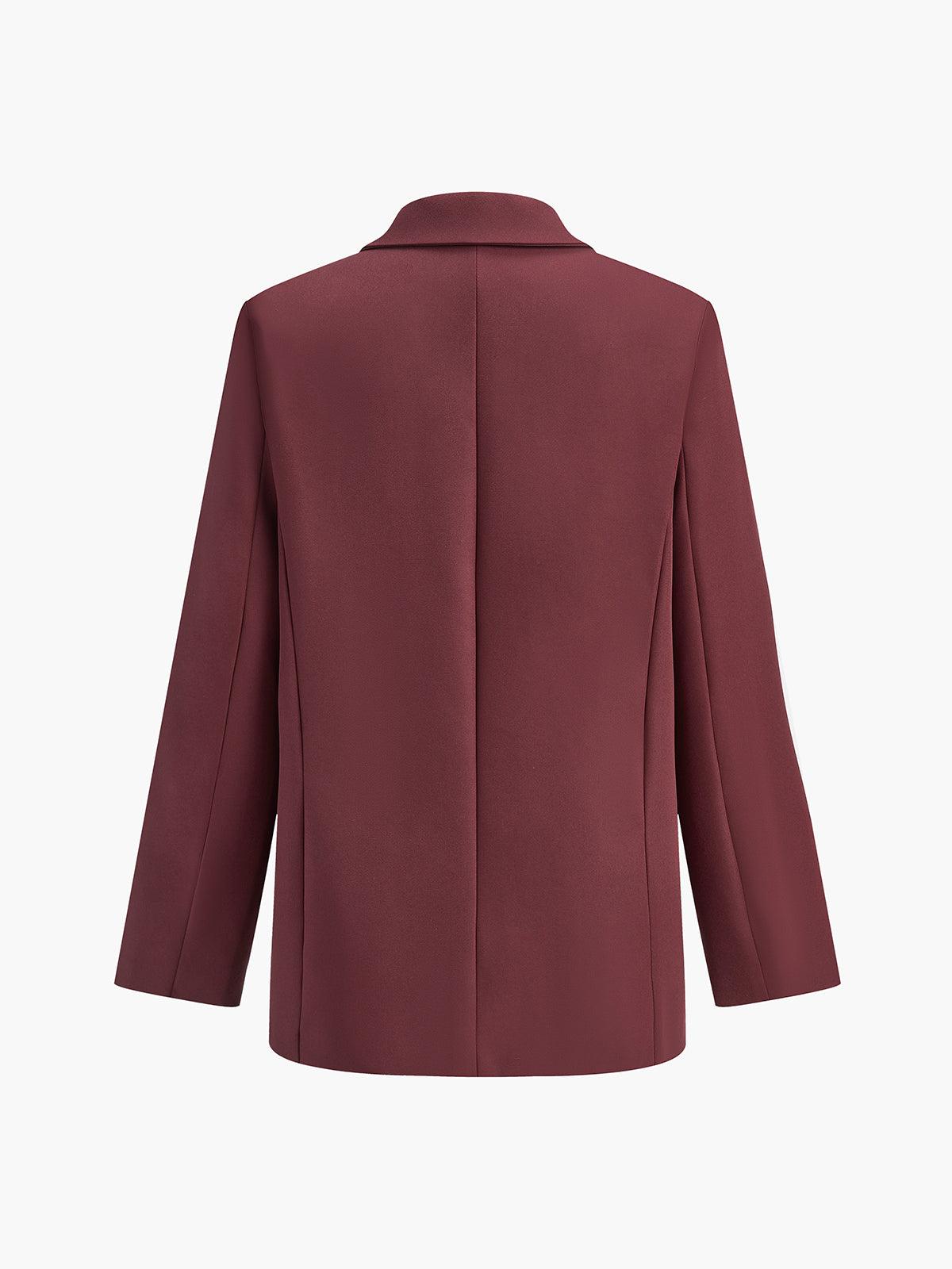Çift Düğmeli Bordo Klasik Blazer Ceket - Phentora
