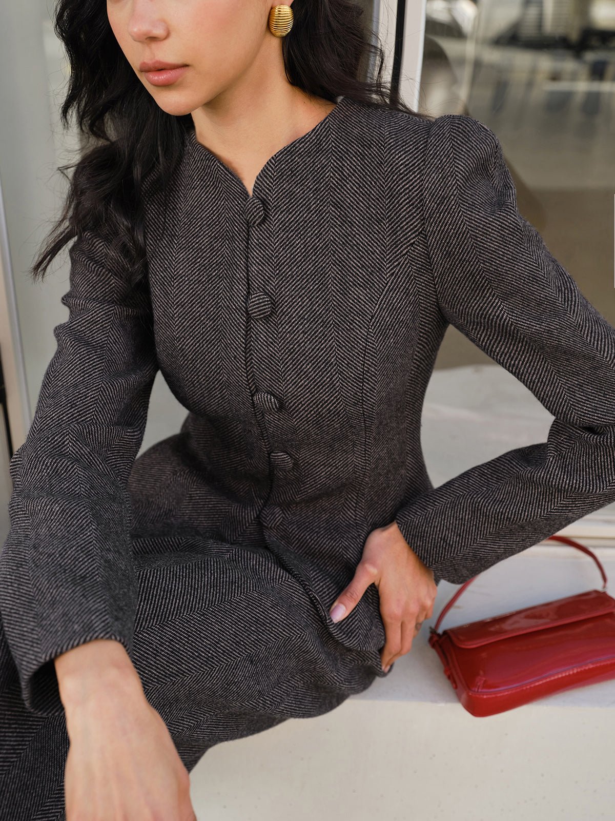 Şık Çizgili Slim Kesim Fit Blazer - Phentora