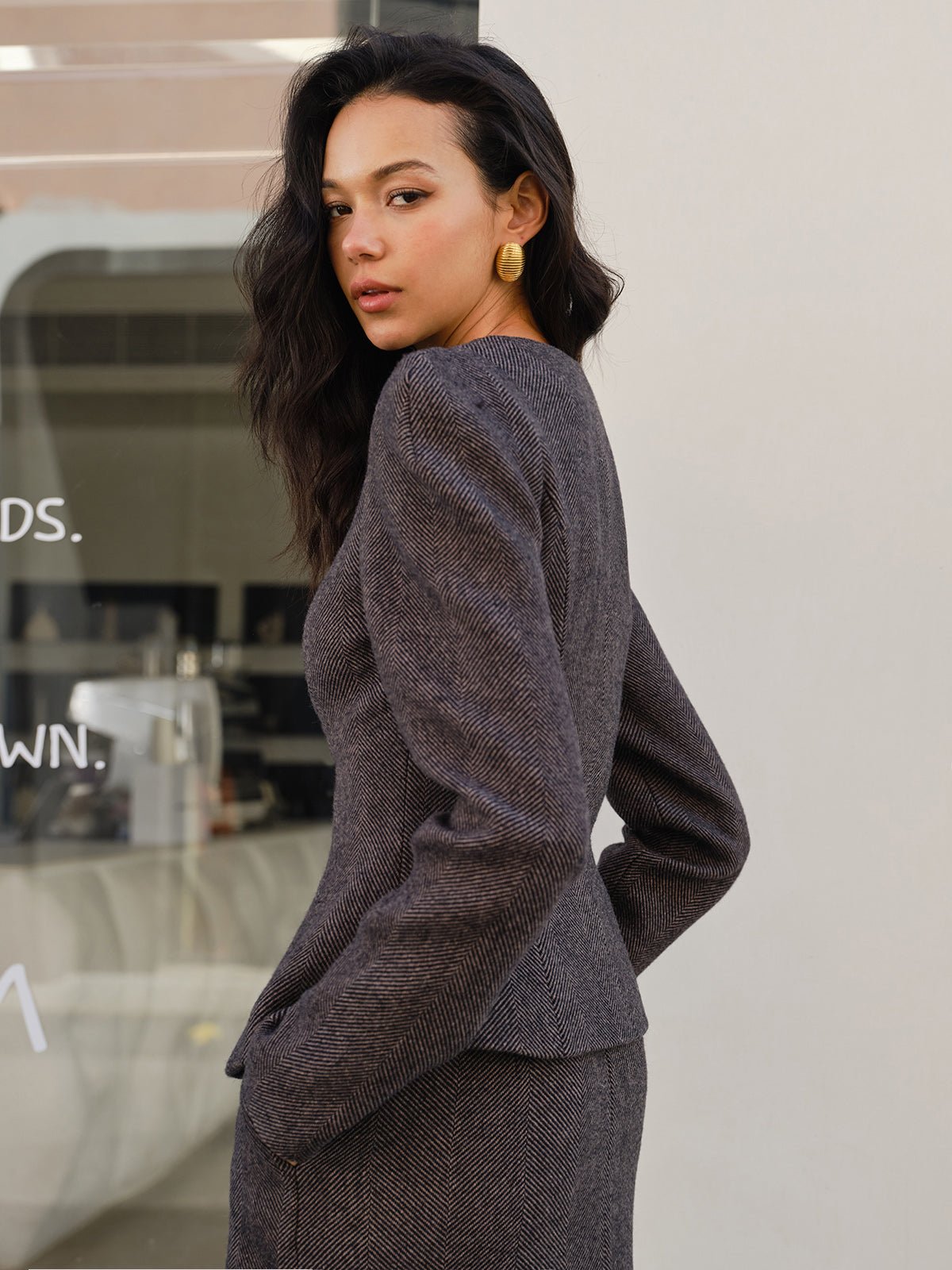 Şık Çizgili Slim Kesim Fit Blazer - Phentora