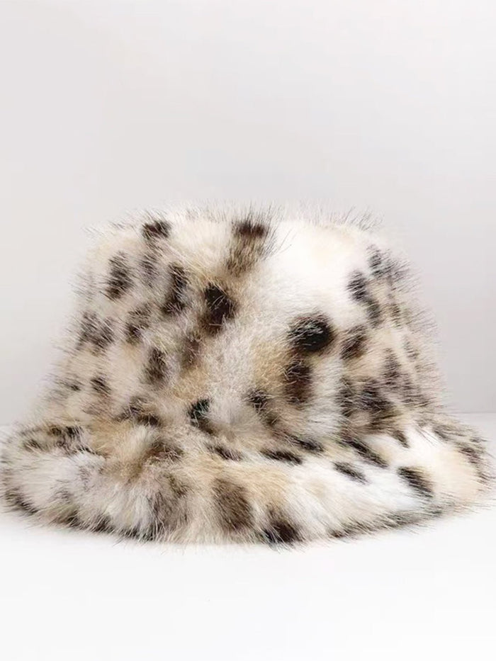 Şık Leopar Desenli Peluş Kova Şapka ile Tarz ve Rahatlık İçin En Üst Seviye - Phentora