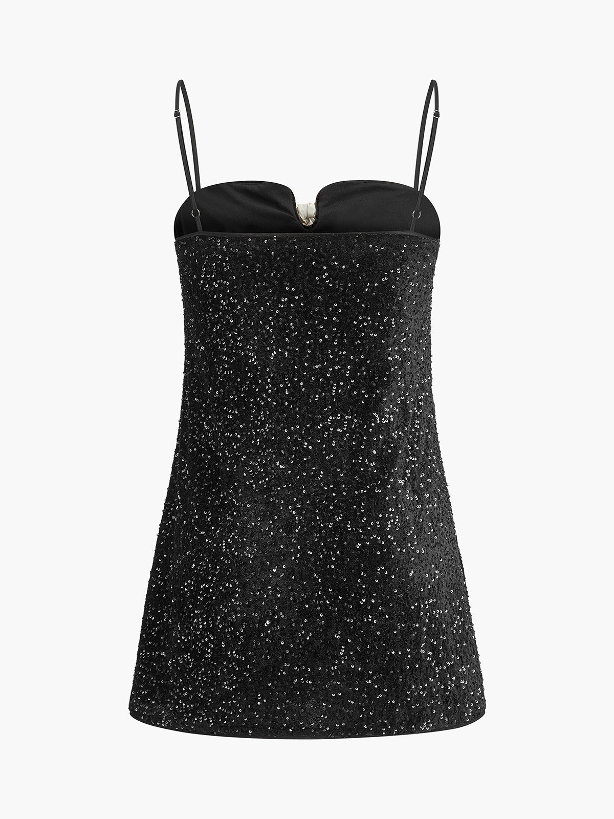 Kadife Sequins Fiyonk Detaylı İnce Askılı Elbise - Phentora