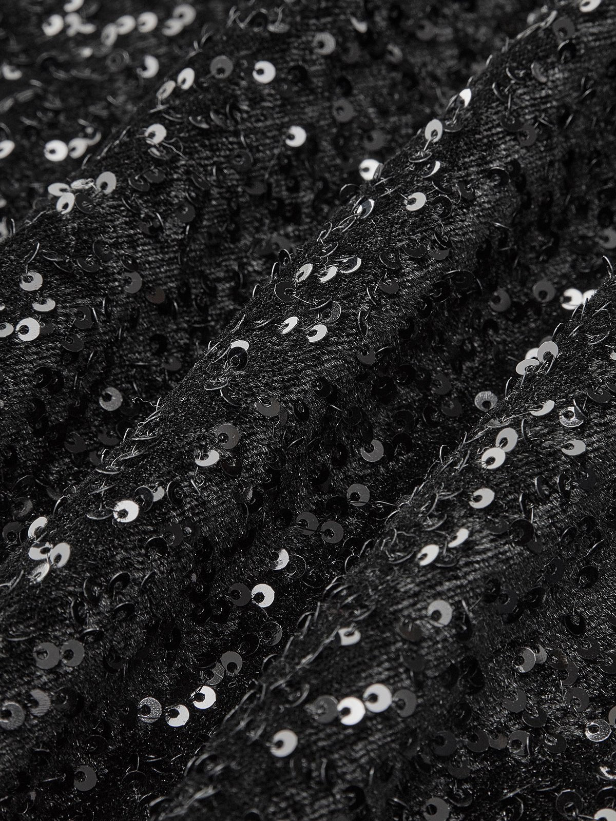 Kadife Sequins Fiyonk Detaylı İnce Askılı Elbise - Phentora