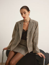 Şık Çizgili Blazer Ceket, Şık Yırtmaçlı - Phentora