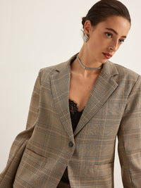 Şık Çizgili Blazer Ceket, Şık Yırtmaçlı - Phentora