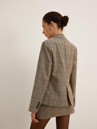 Ekose Desenli Bol Kesim Blazer Ceket - Phentora