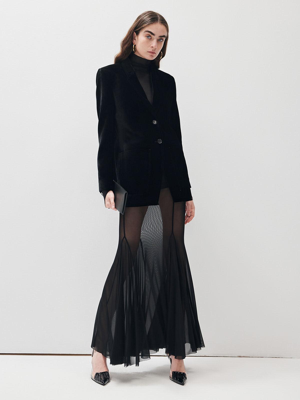 Kadife Siyah Blazer Ceket - Phentora