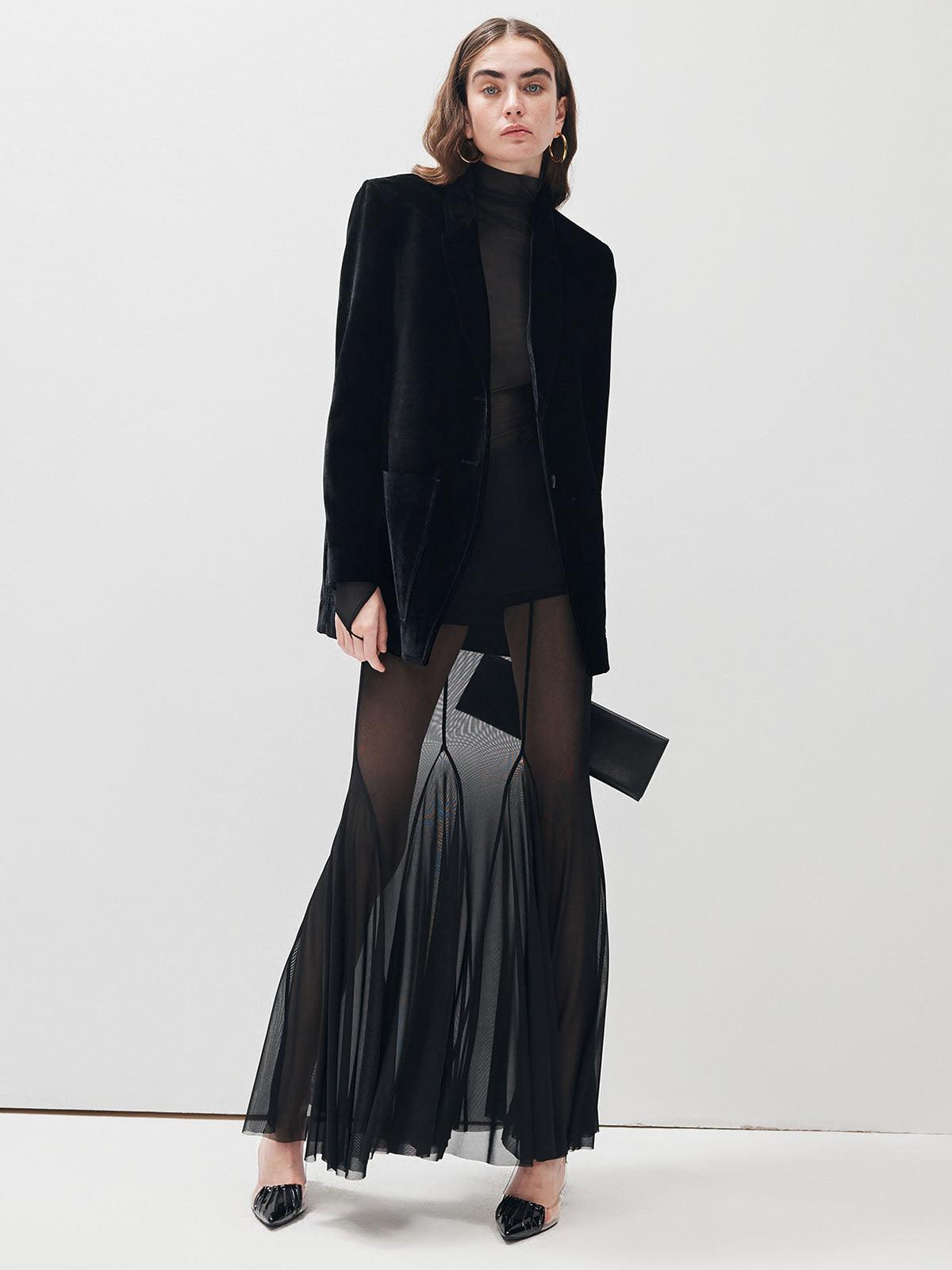 Kadife Siyah Blazer Ceket - Phentora