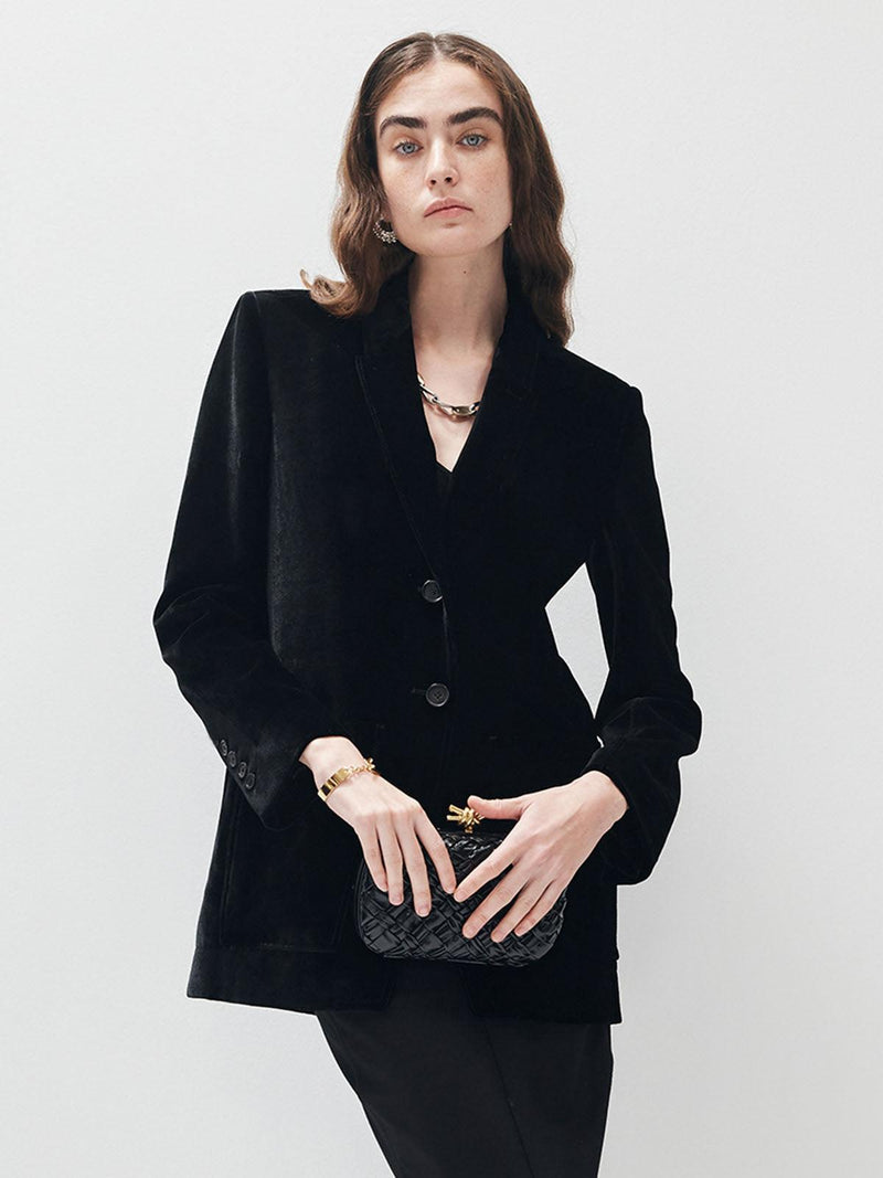 Kadife Siyah Blazer Ceket - Phentora