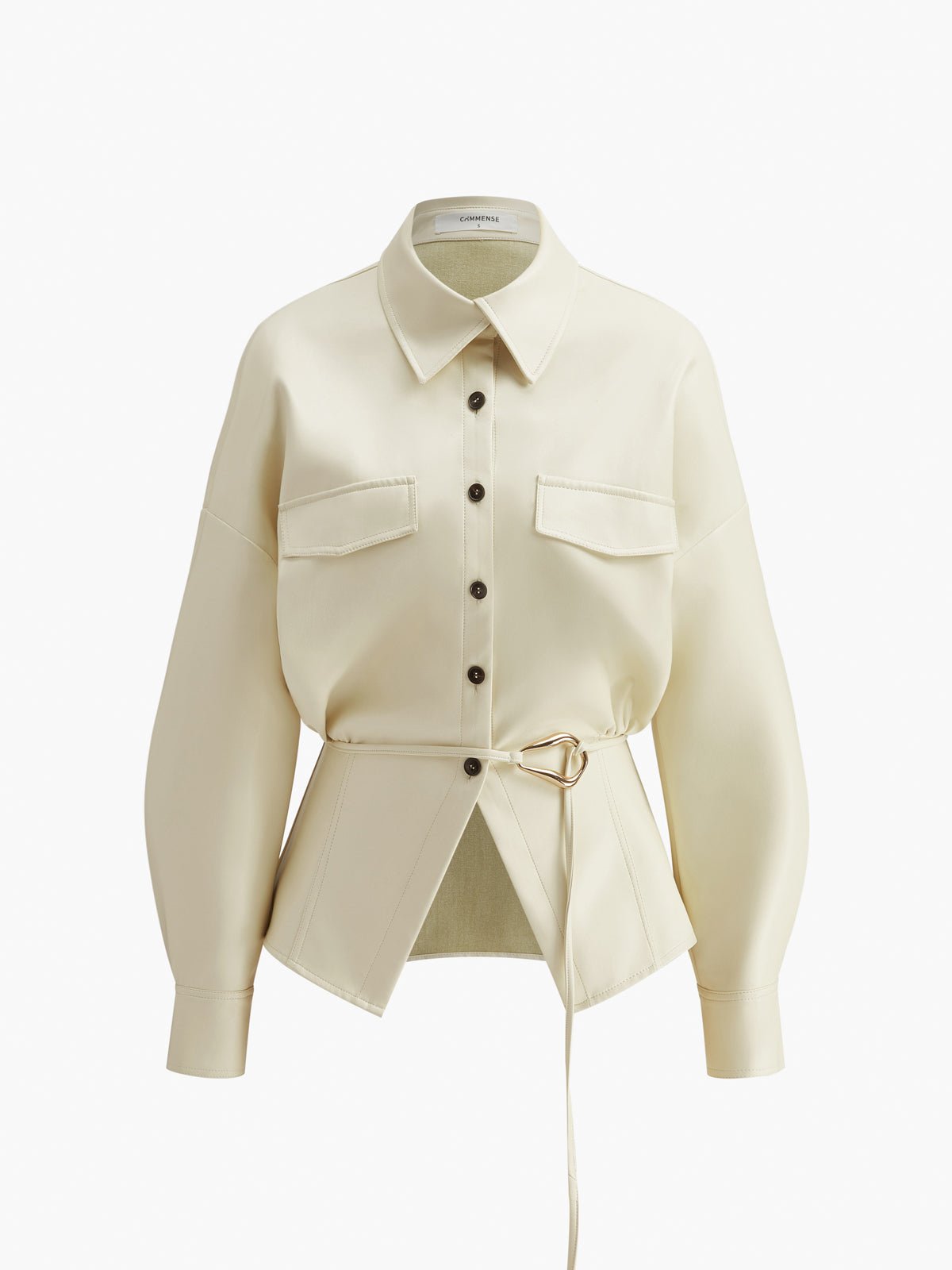 Faux Deri Düğmeli Polo Gömlek Without Belt - Phentora