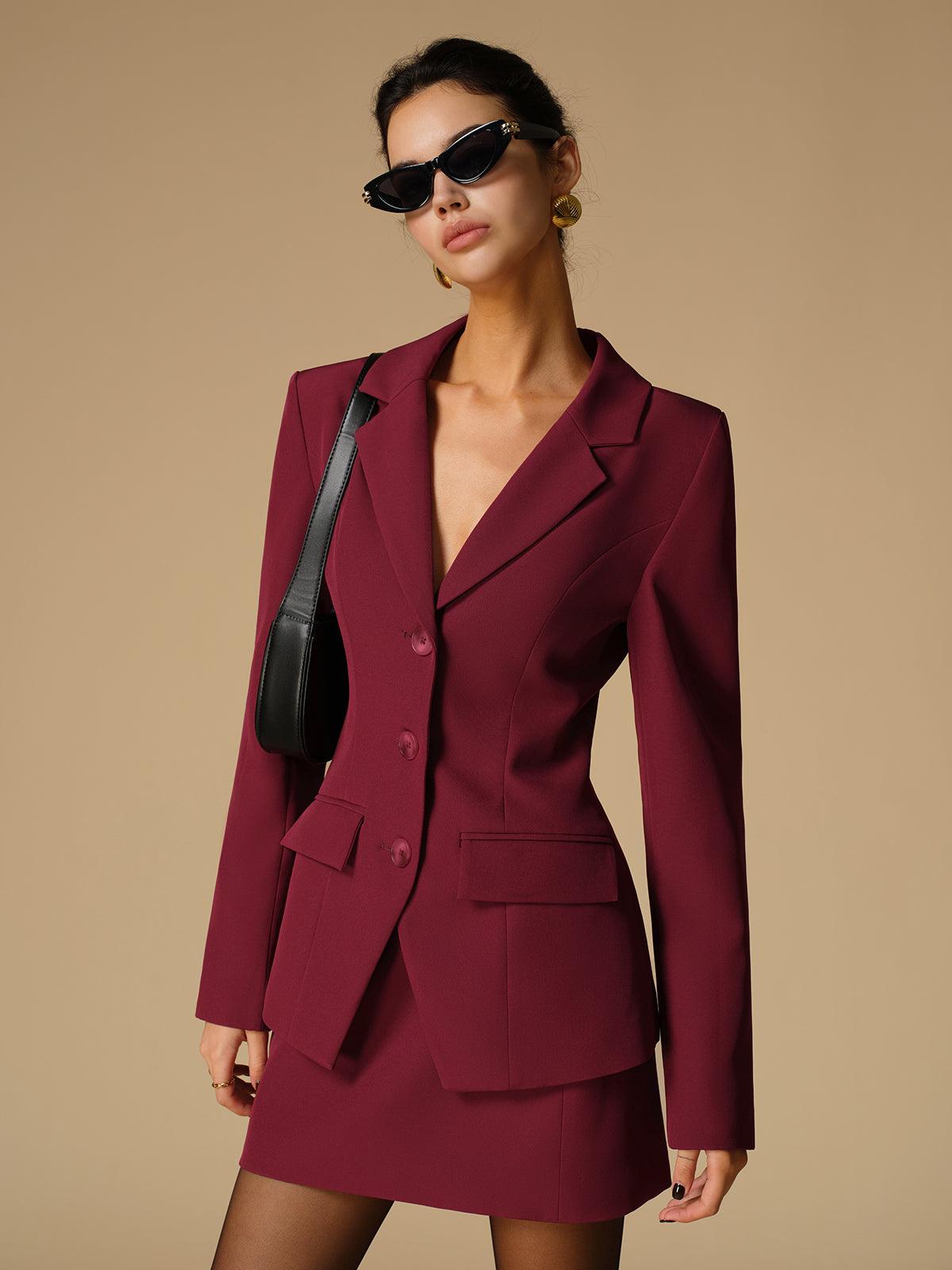 Bordo Klasik Blazer - Phentora