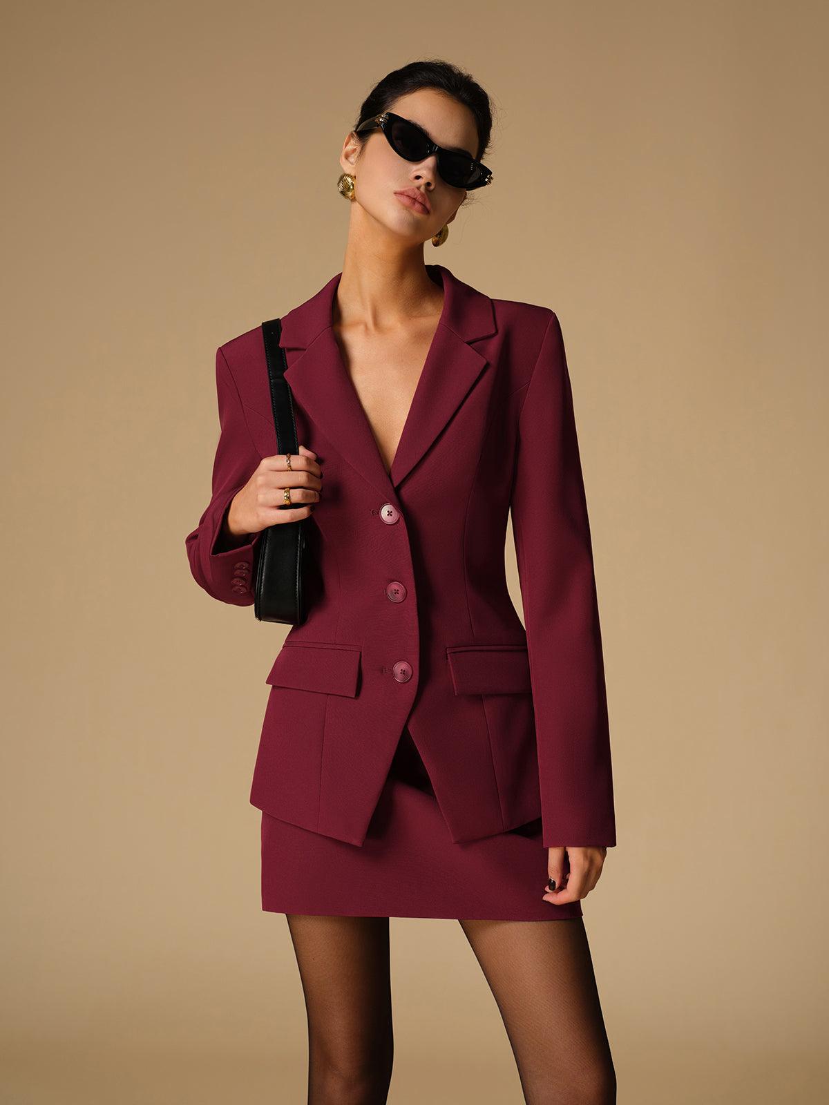 Bordo Klasik Blazer - Phentora
