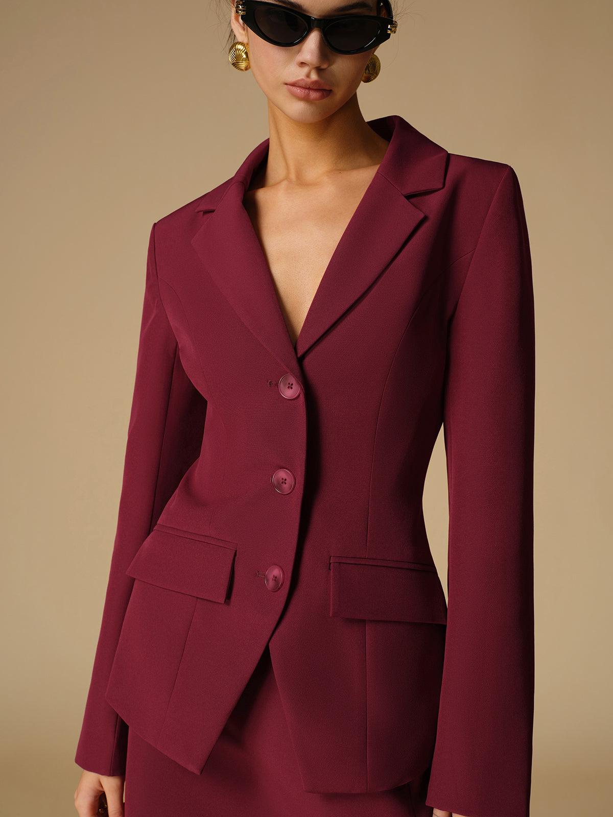 Bordo Klasik Blazer - Phentora