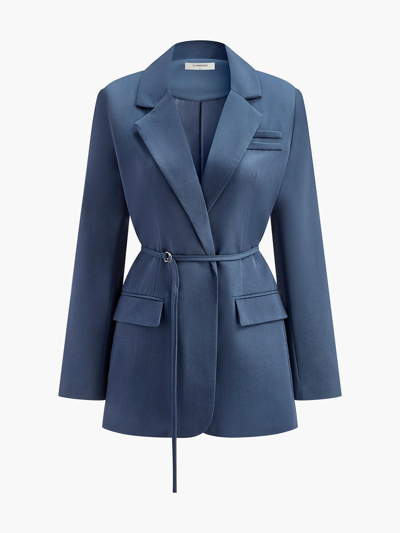 Mavi Kemer Detaylı Blazer Ceket - Phentora