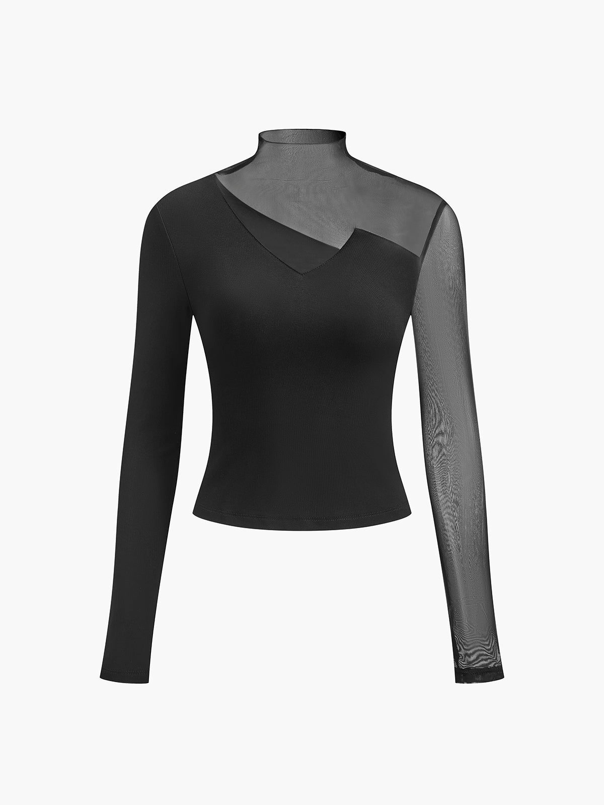 Asymmetrical Sheer Tül Panel T - Gömlek - Phentora