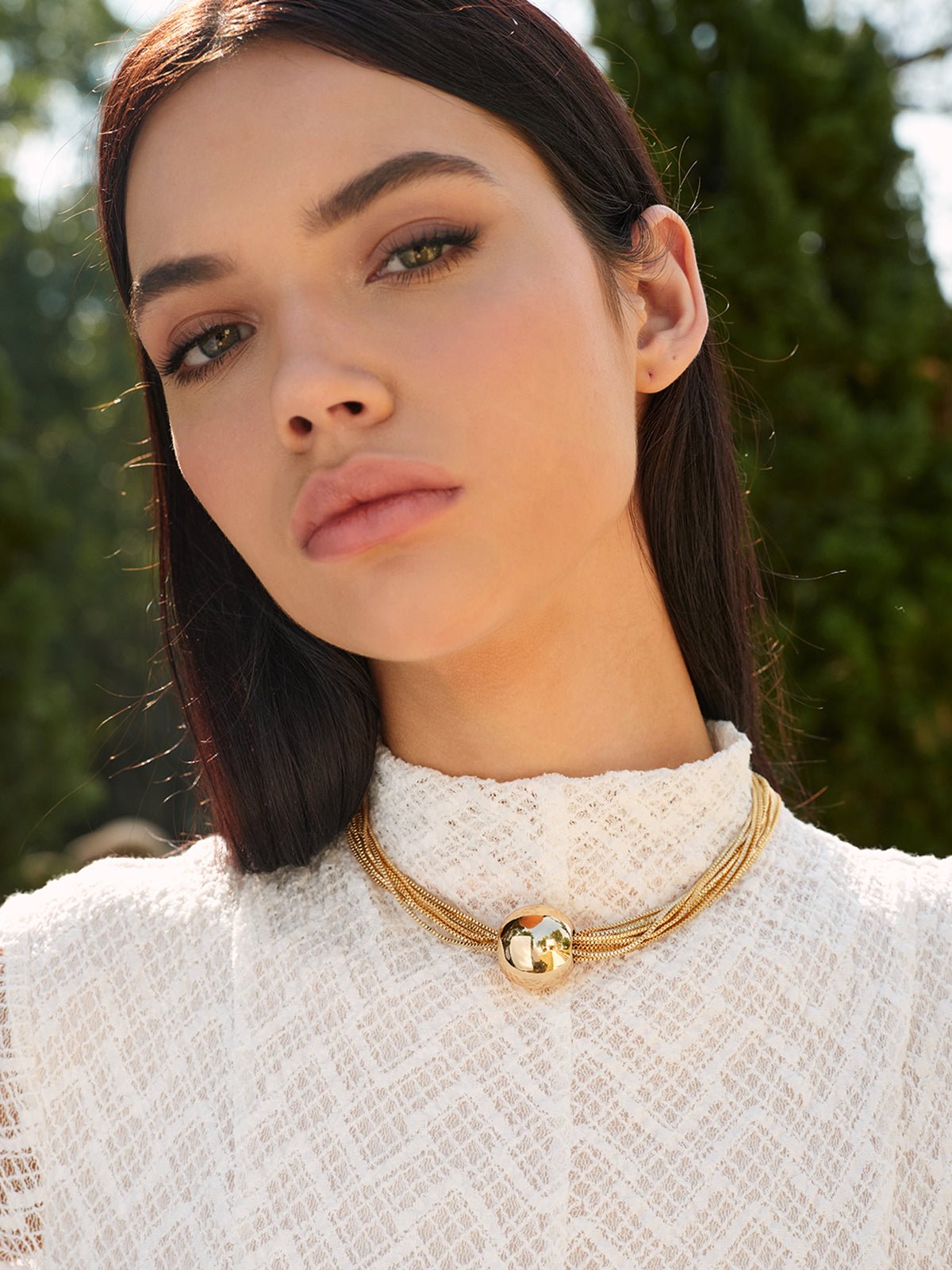 Şık Çoklu Zincir Parlak Üst Choker - Phentora