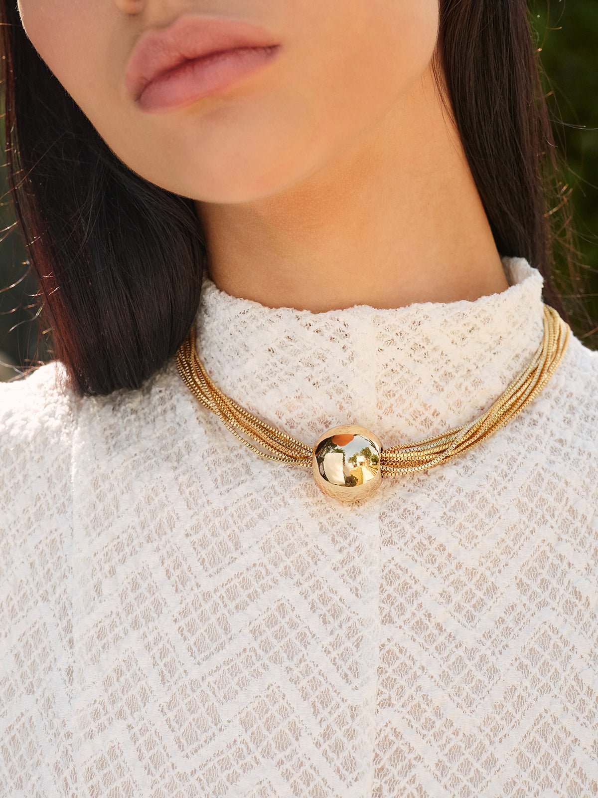 Şık Çoklu Zincir Parlak Üst Choker - Phentora