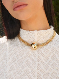 Şık Çoklu Zincir Parlak Üst Choker - Phentora