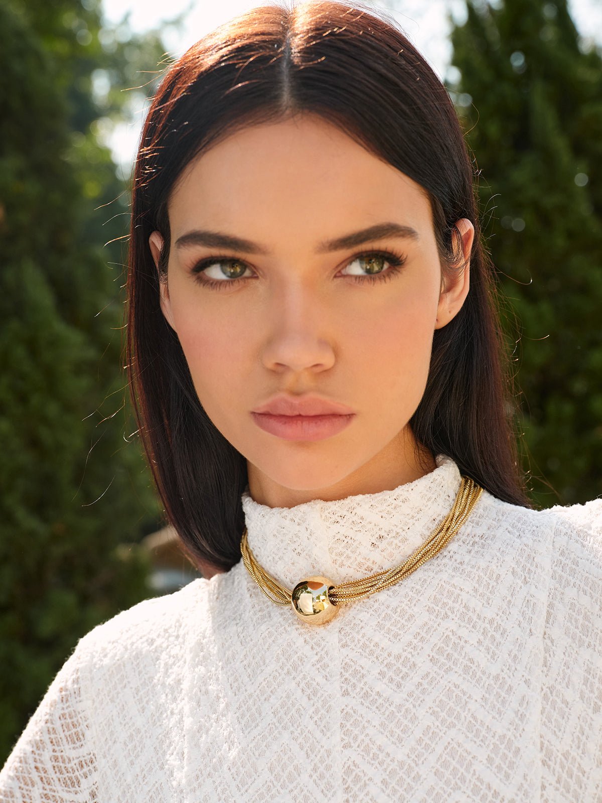 Şık Çoklu Zincir Parlak Üst Choker - Phentora