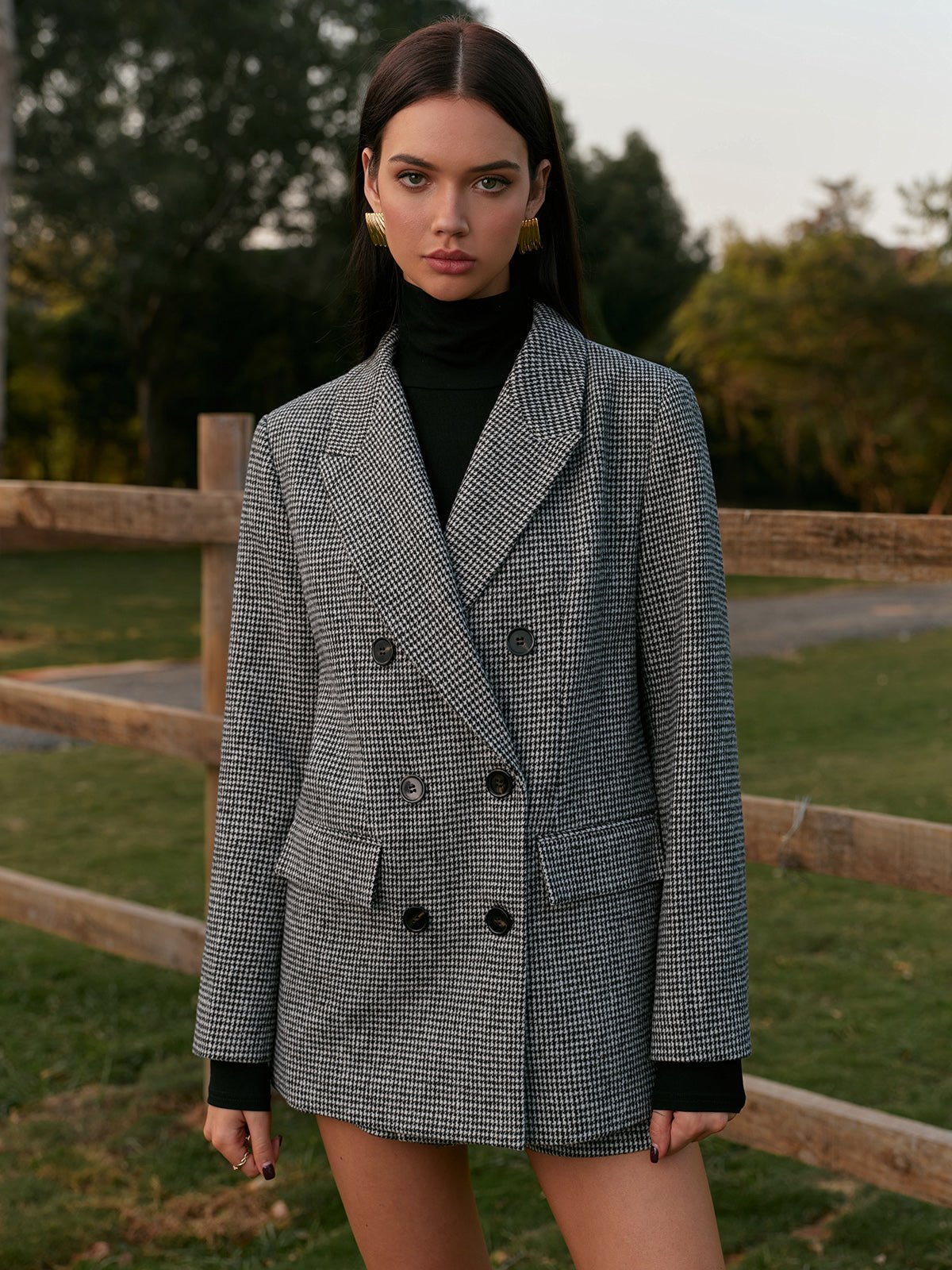 Balıksırtı Düğmeli Tüvit Blazer - Phentora