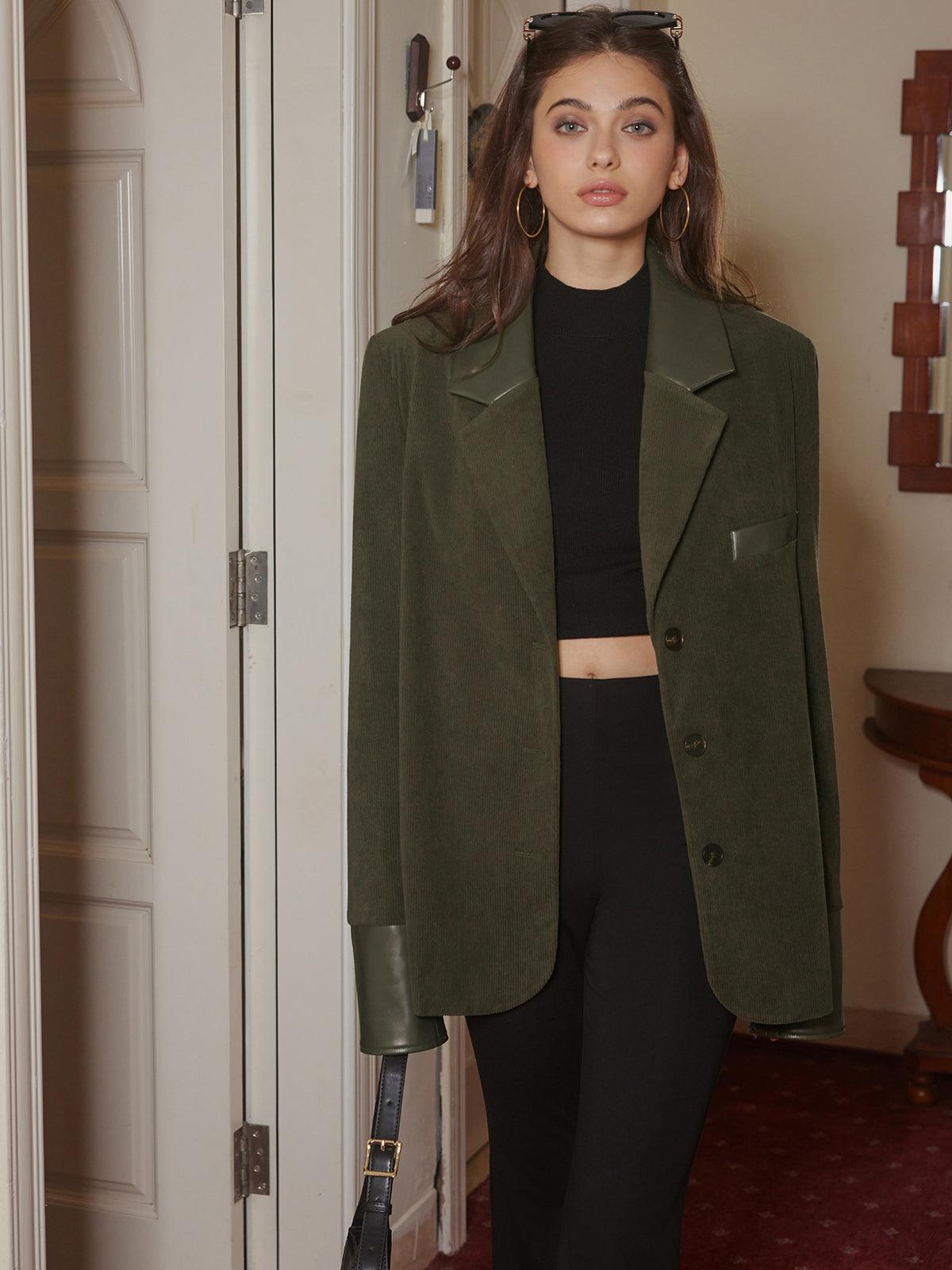Modern Bol Kesim Kadife Blazer Ceket - Phentora