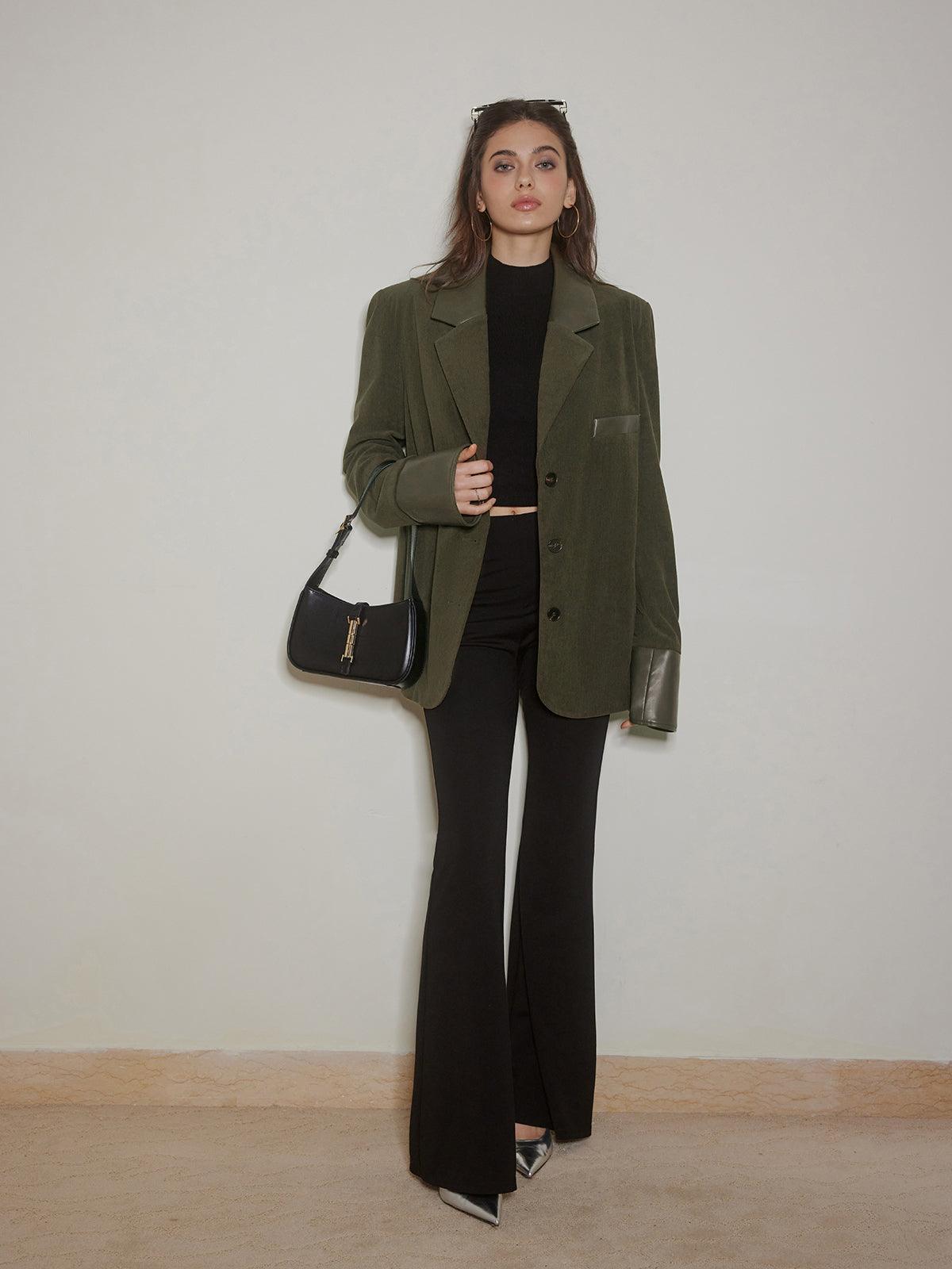 Modern Bol Kesim Kadife Blazer Ceket - Phentora