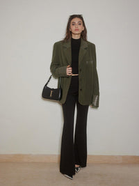 Modern Bol Kesim Kadife Blazer Ceket - Phentora