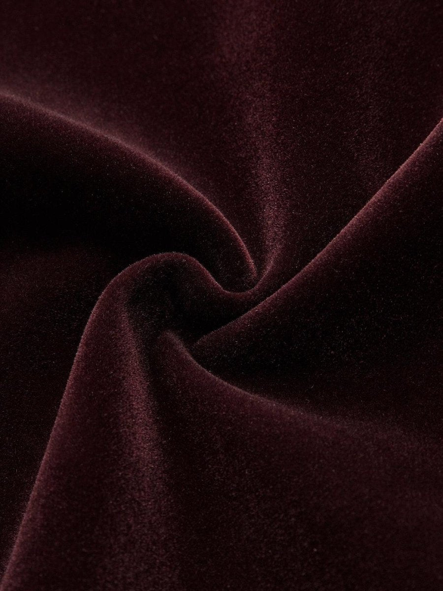 Bordo Kadife Düğme Detaylı Kısa Ceket - Phentora