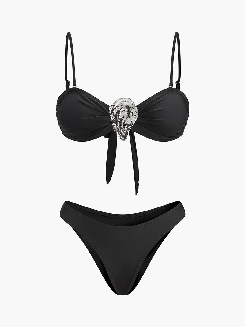 Şık Metal Detaylı Bağlama Ön Bikini Takımı - Phentora