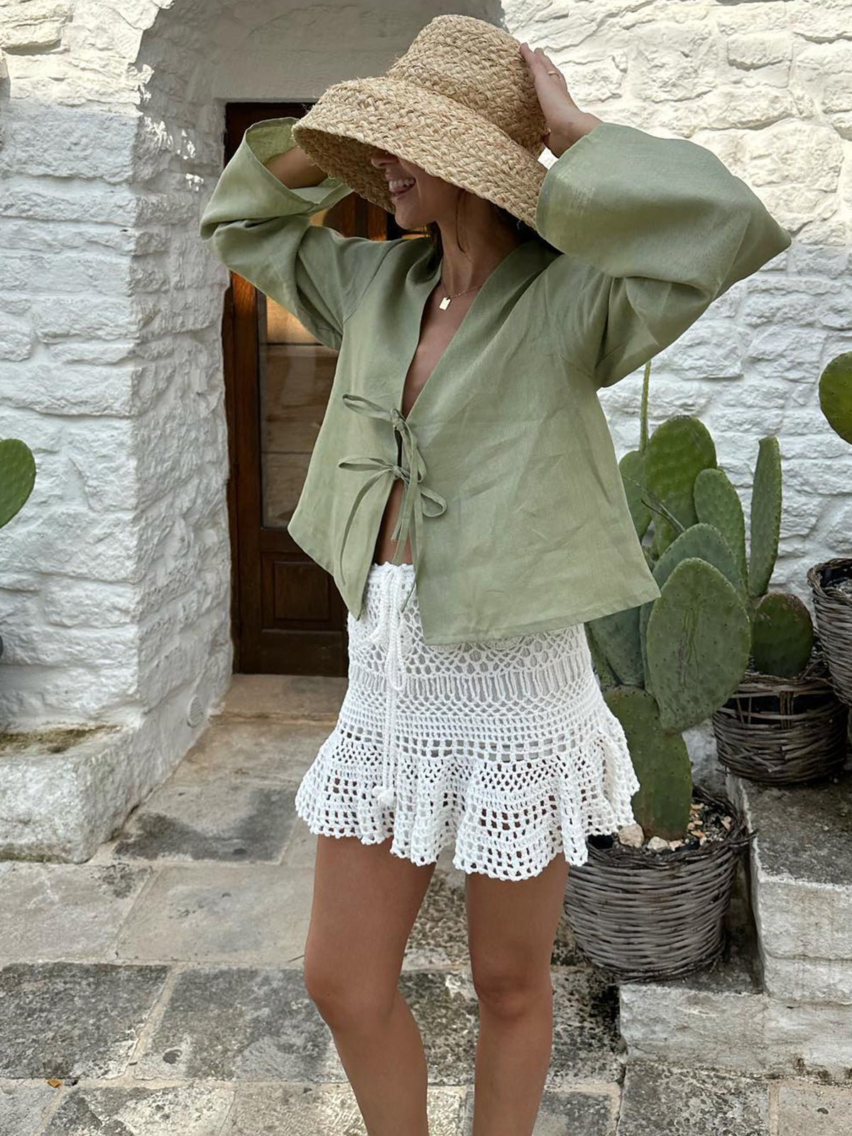 Oversize Uzun Bağlamalı - Front Sleeve Bluz - Phentora