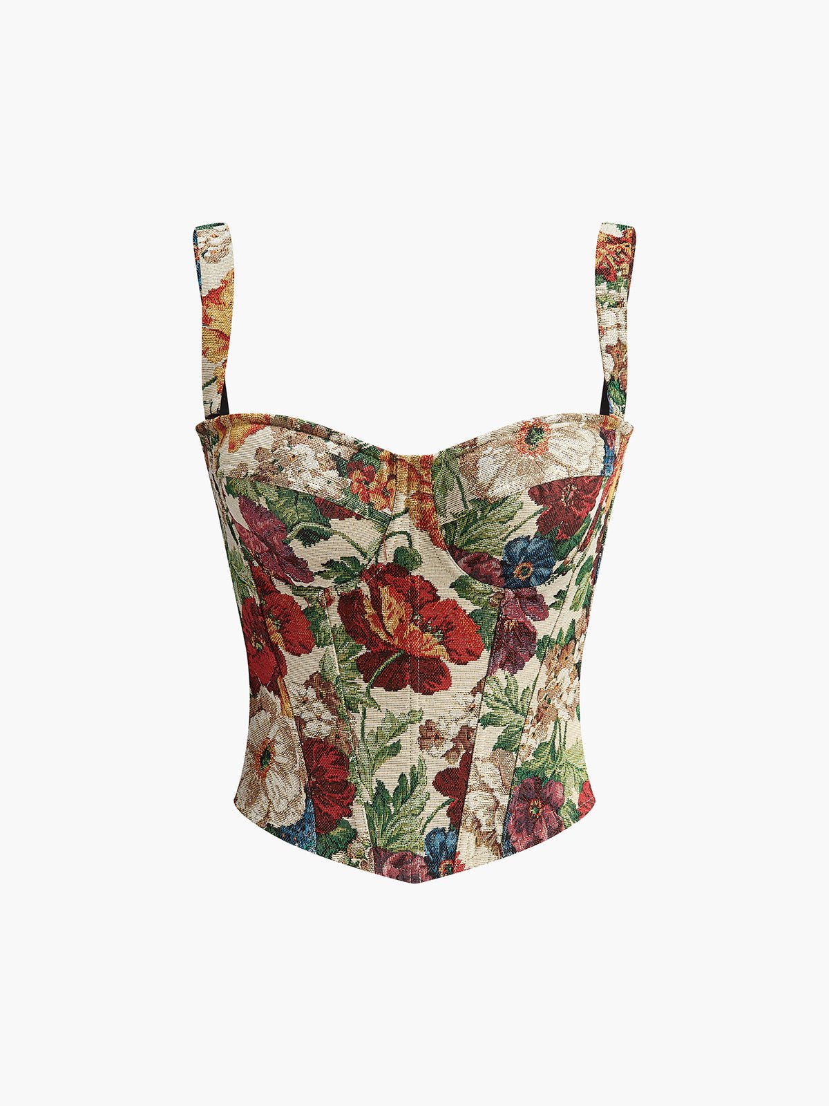 Çiçek Desenli Sweetheart Korse - Phentora