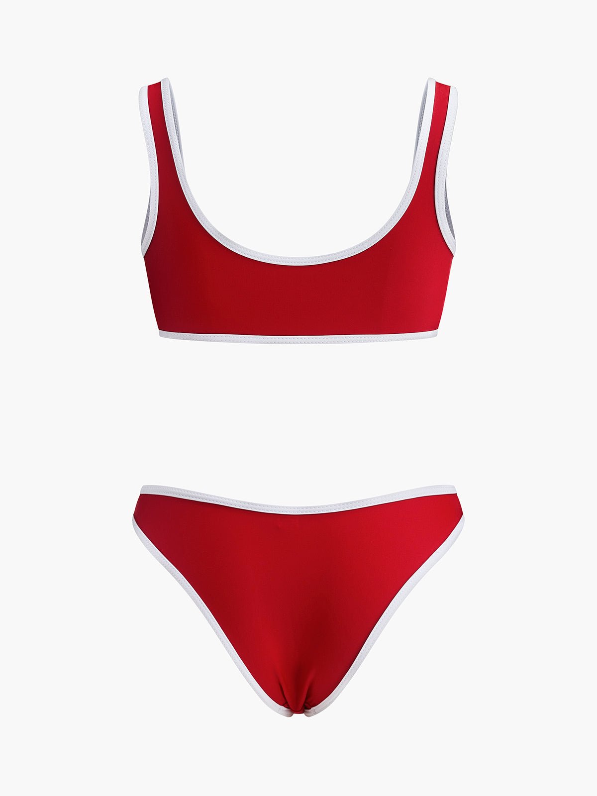 Şık Kontrast Dikişli V Yaka Bikini Takımı - Phentora