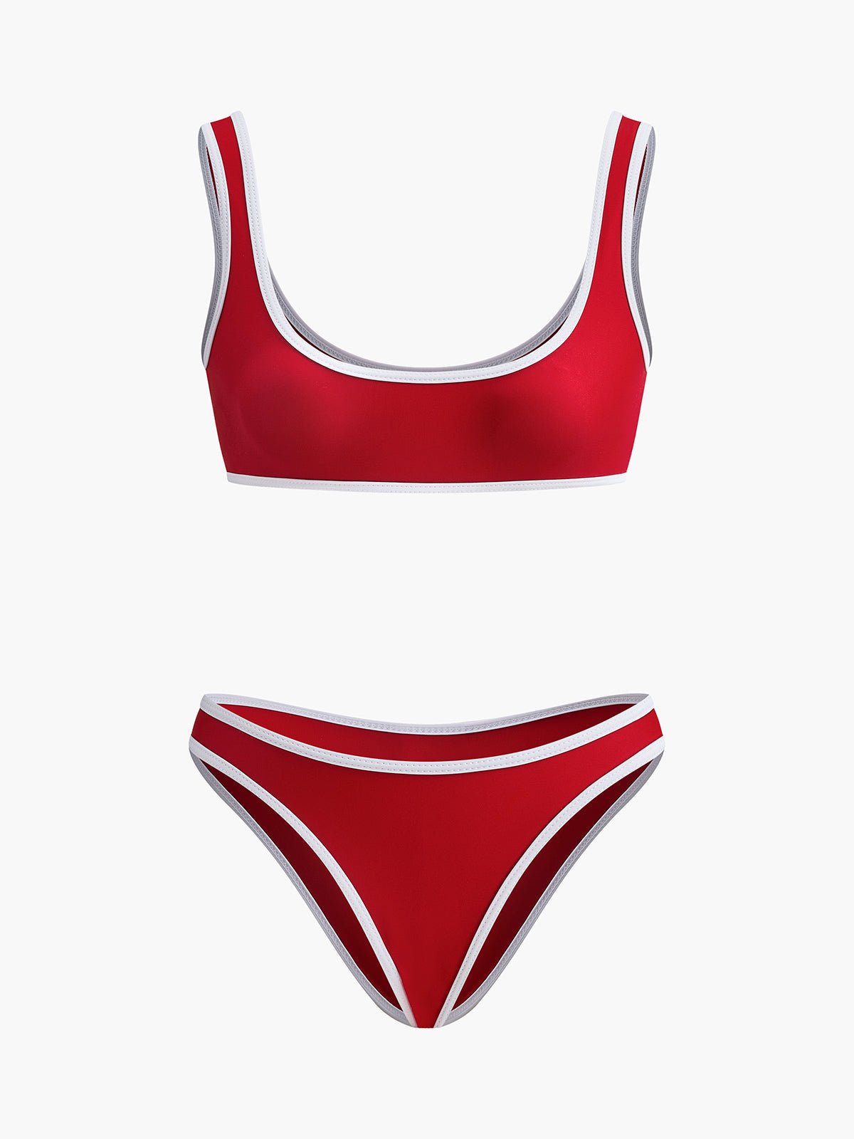 Şık Kontrast Dikişli V Yaka Bikini Takımı - Phentora