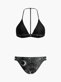 Gökyüzü Temalı Boyundan Bağlamalı Bikini Takımı - Phentora
