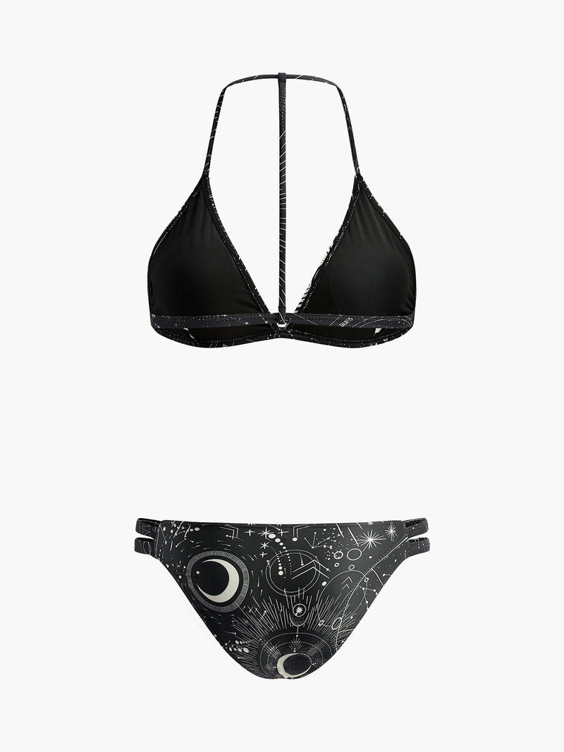 Gökyüzü Temalı Boyundan Bağlamalı Bikini Takımı - Phentora