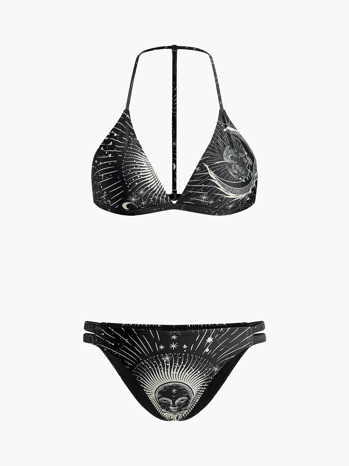 Gökyüzü Temalı Boyundan Bağlamalı Bikini Takımı - Phentora