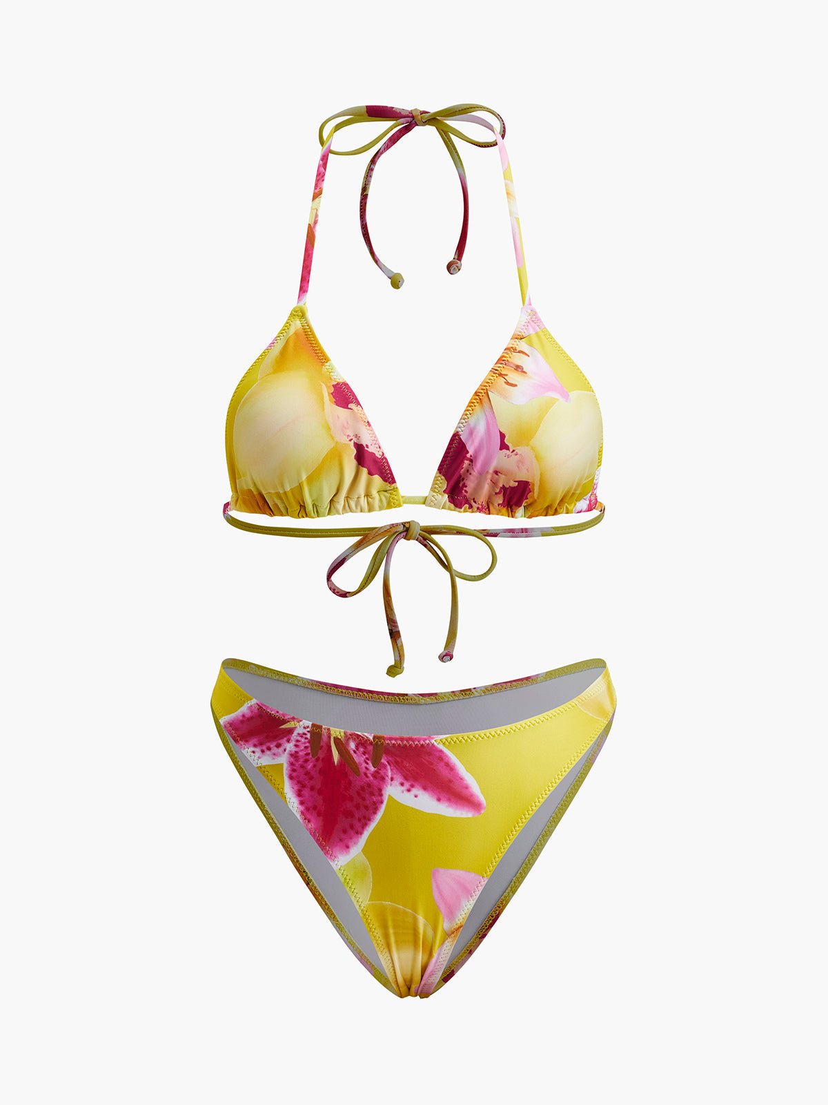 Çiçek Desenli Kravat Yaka Bikini Takımı - Şıklık ve Tarzın Bir Dokunuşu - Phentora