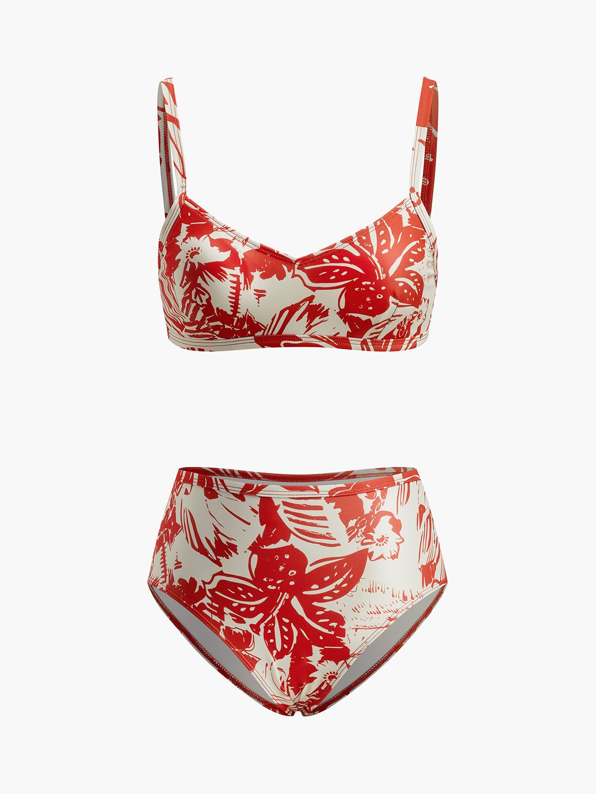 Canlı Tropikal Desenli Bikini Takımı Şık Metal Kapatma ile - Phentora