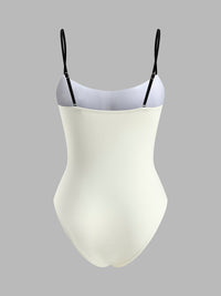 Contrast Trim İnce Askılı Strap One - Piece Mayo - Phentora