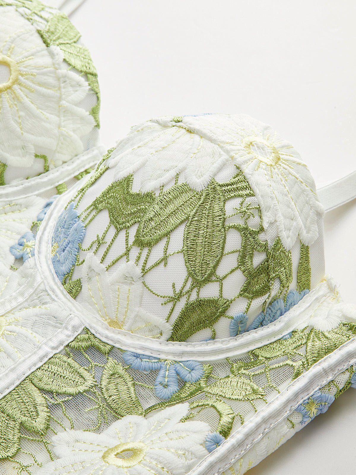 Çiçek Desenli Embroidered Sweetheart Korse - Phentora