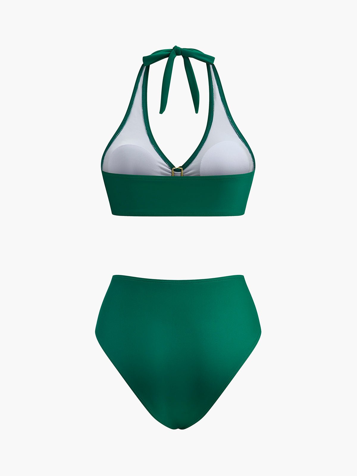 Şık Metal Çiçek Detaylı Boyundan Bağlamalı Bikini Takımı - Phentora
