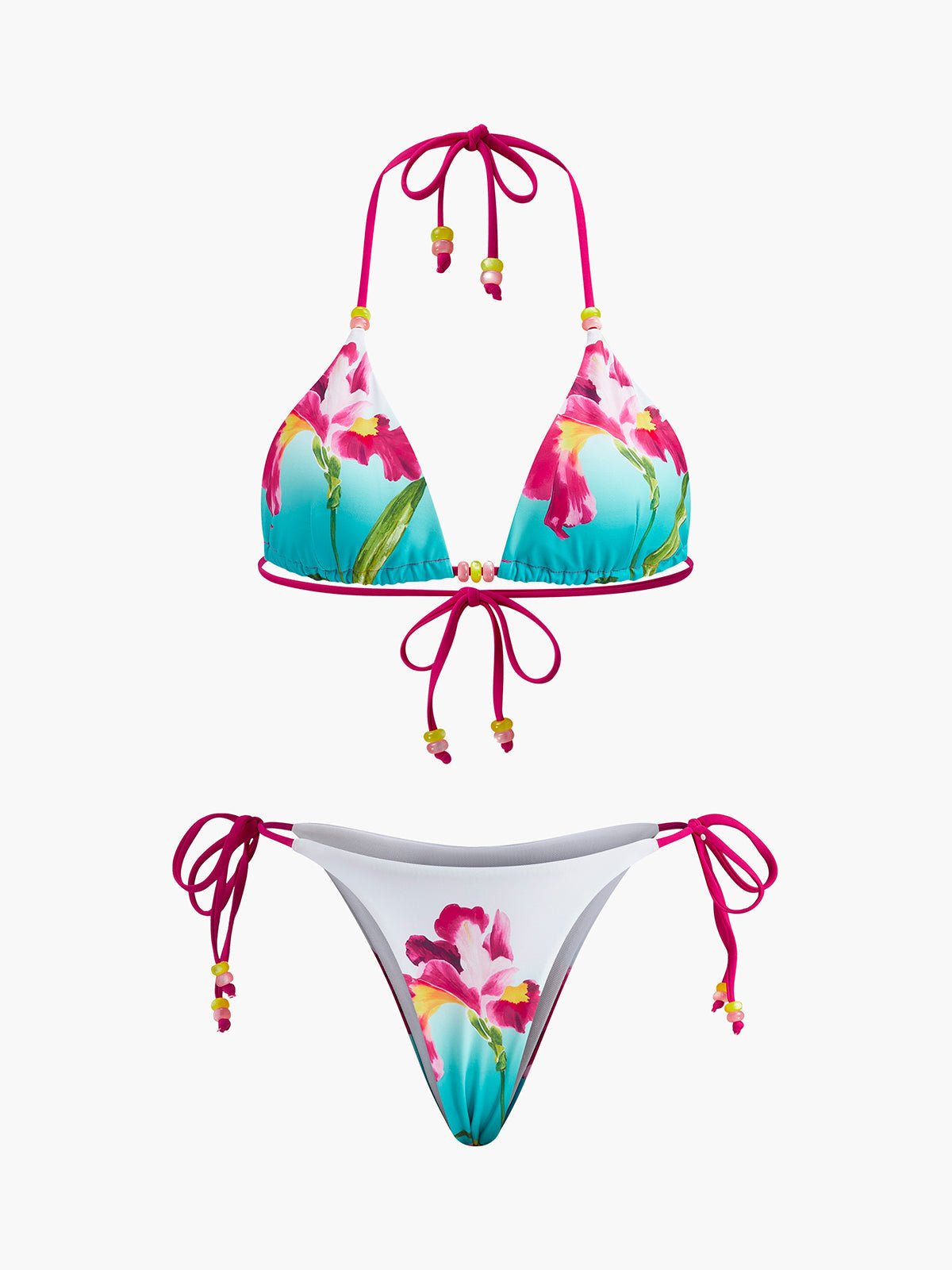 Çekici Çiçekli Boncuklu Bikini Takımı - Phentora