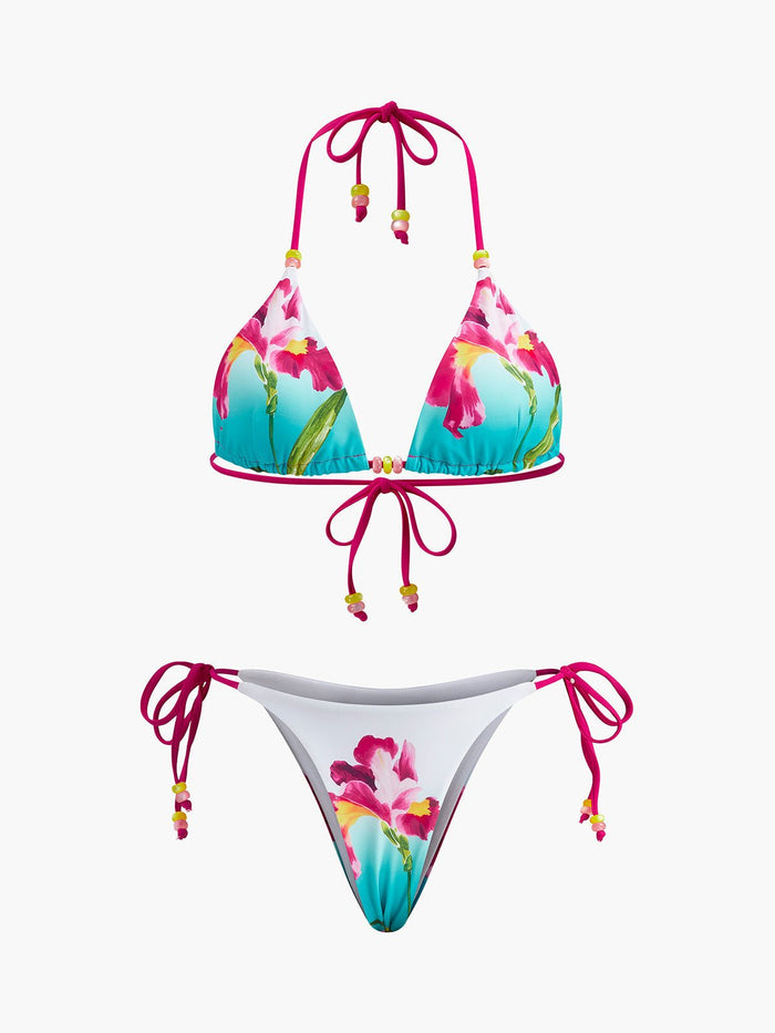Çekici Çiçekli Boncuklu Bikini Takımı - Phentora