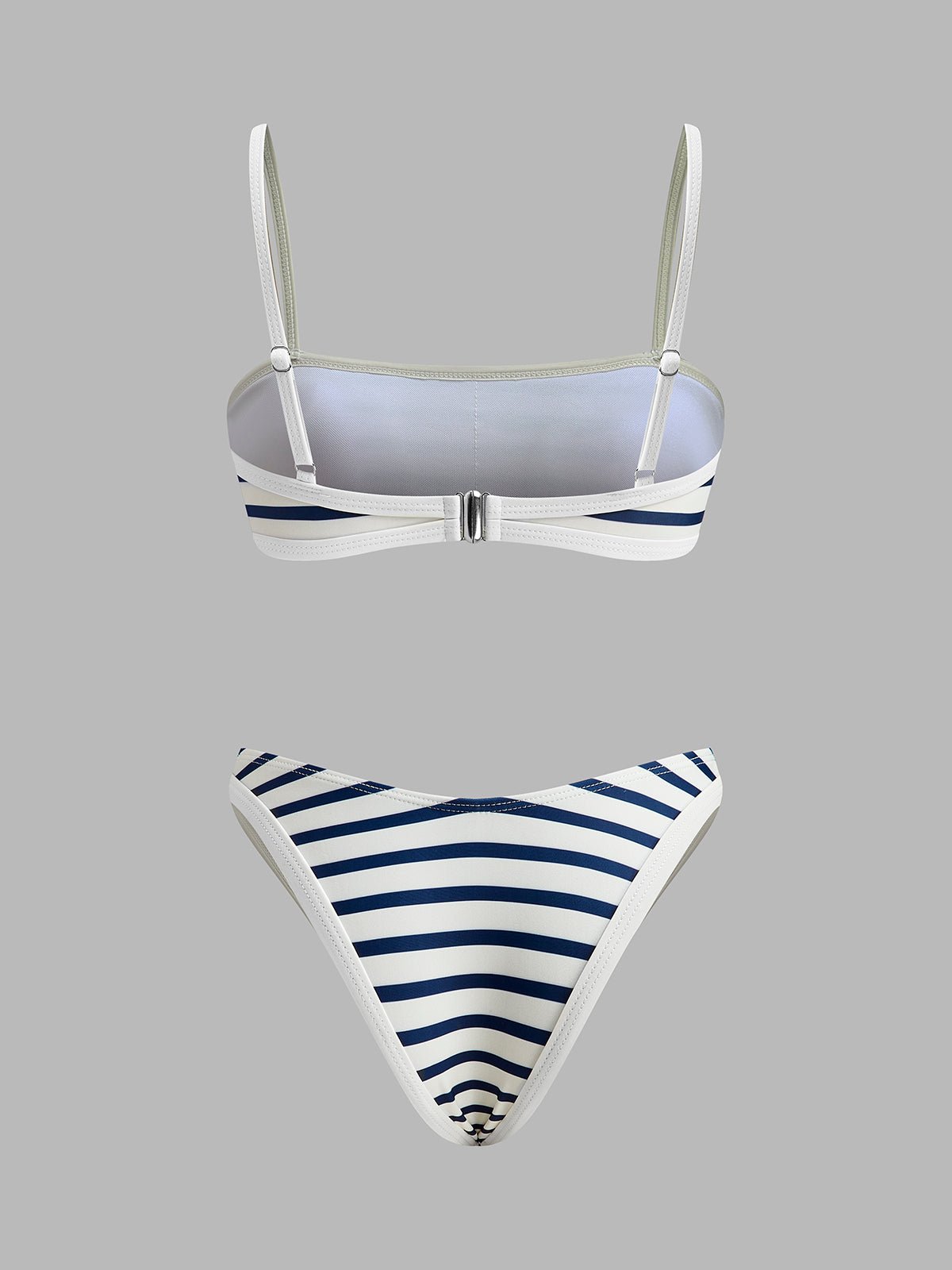 Şık Plaj Görünümü İçin Şık Deniz Çizgili Yüksek Kesim Bikini - Phentora