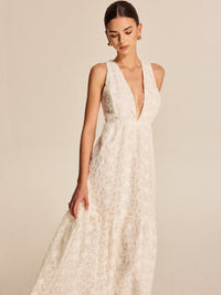 Boho Deep V Yaka Dantel Elbise - Phentora