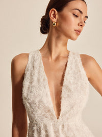 Boho Deep V Yaka Dantel Elbise - Phentora